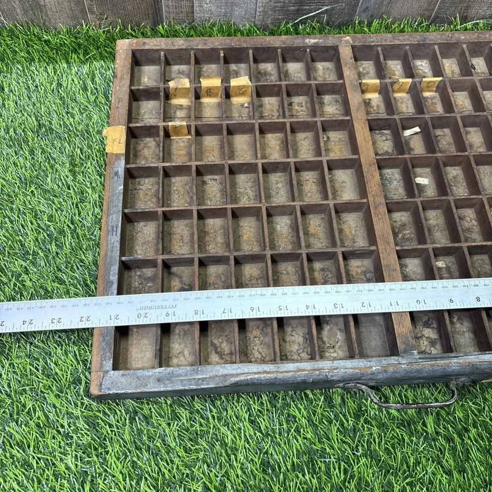 Antique Letterpress Printer Type Case Tray 12 Pt Wood Shadow Box Print Shop